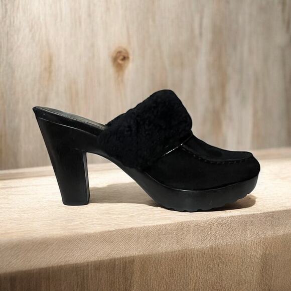 Y2K Coach A3611 Idyle Suede & Shearling Mules Size 9.5B - Picture 2 of 12